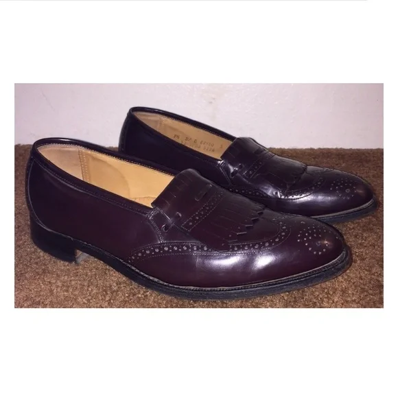 Vtg Johnston & Murphy Optima Burgundy Leather Kiltie Tassel Wingtip Loafers 9.5D Johnston & Murphy Loafer Red Casual Shoes for Men for sale  main image 3